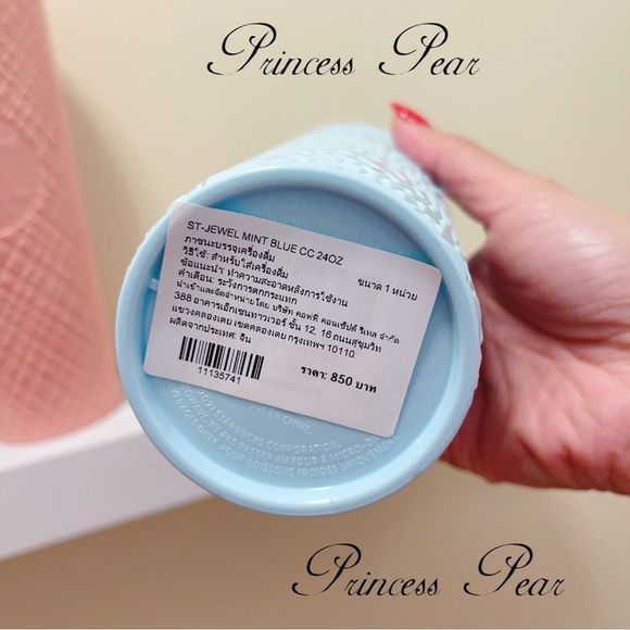 2022 Starbucks Siren Anniversary Coral Pink & Mint Blue Jewel Cold Cup Tumbler - Picture 10 of 12